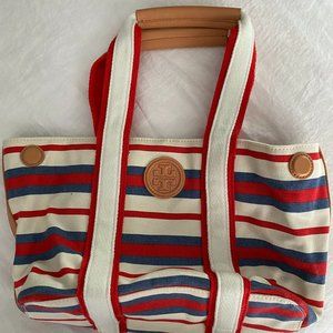 Tory Burch Red White and Blue Canvas Tote